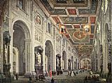 Interior Canvas Paintings - Interior of the San Giovanni in Laterano in Rome